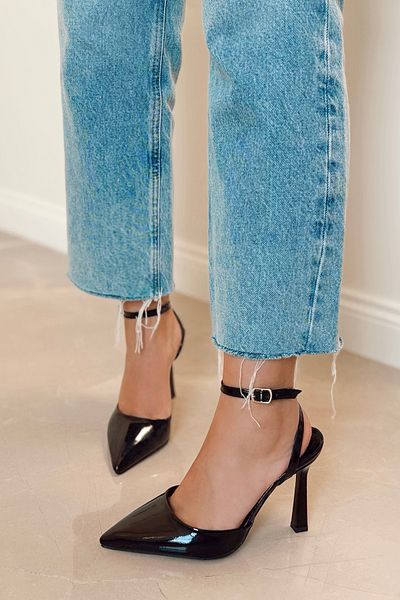 POLKA STORE Venus Pointed Toe Back Open Stiletto Strap Evening Dress Heeled Women's Shoes