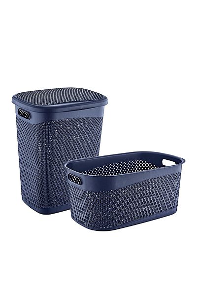 Smartware Σετ καλάθι και σέλας για βρώμικα ρούχα Navy Blue Katre