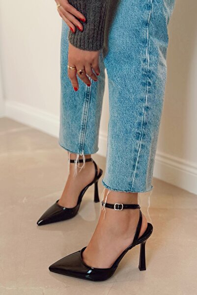 POLKA STORE Venus Pointed Toe Back Open Stiletto Strap Evening Dress Heeled Women's Shoes