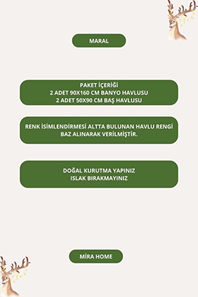 Mira Home 4-предметний комплект бавовняних рушників Maral Battal 90x160 см