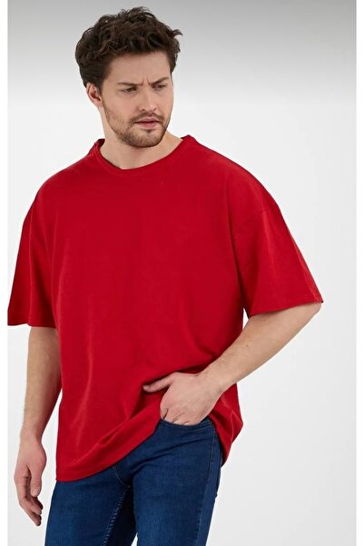 Dolunay İş Elbiseleri Unisex βαμβακερό μπλουζάκι χακί με λαιμόκοψη Oversize