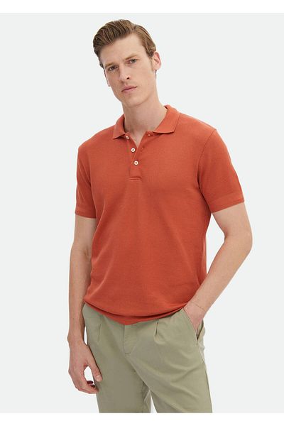 Ramsey Jacquard Polo Neck 100% Cotton T-shirt