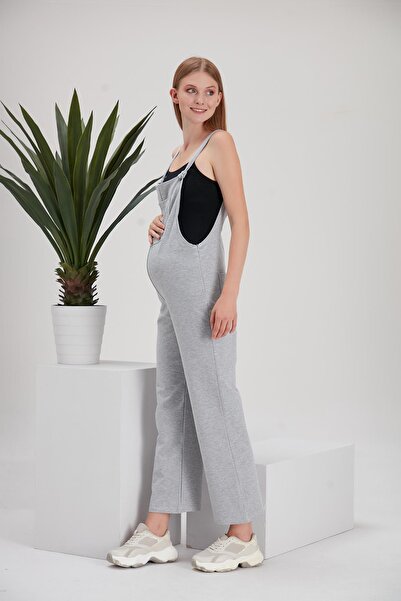 Işşıl 4493 Model Combed Cotton Maternity Gardener-Jumpsuit - Non-Knee and Tie-Up Strap