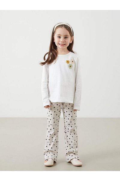 LC Waikiki Βρεφική μπλούζα LCW Baby Crew Neck Floral χτενισμένη βαμβακερή μπλούζα