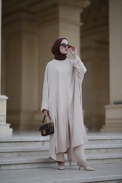 NS Moda Costum Hijab Bianca Crem - Model-533