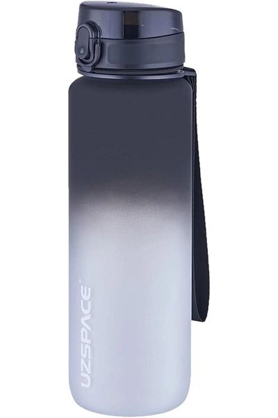 STOREMAX Large Size 1000ml Soft Touch Motivational Water Bottle Black-White