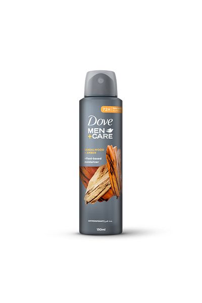 Dove Men +Care Antiperspirant Spray, Sandalwood & Amber, Plant-Based Moisturizer, 150ml
