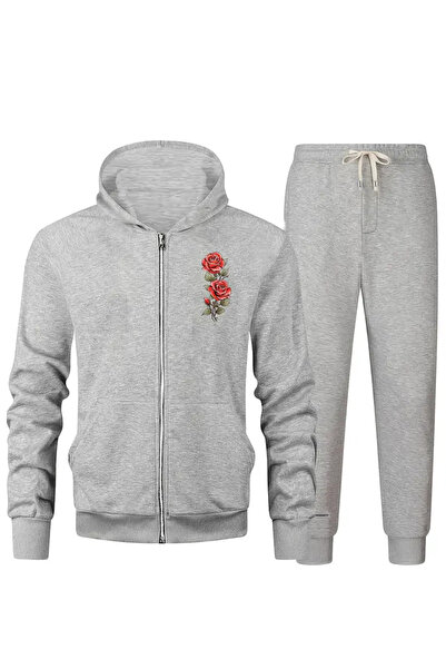 Frisson Σετ ζακέτα με κουκούλα Rose με τύπωμα και φλις φούτερ και παντελόνι -...