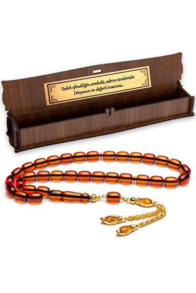 OTTOTESBİH Men's Gift 8X11Mm Capsule Cut Fire Amber Rosary