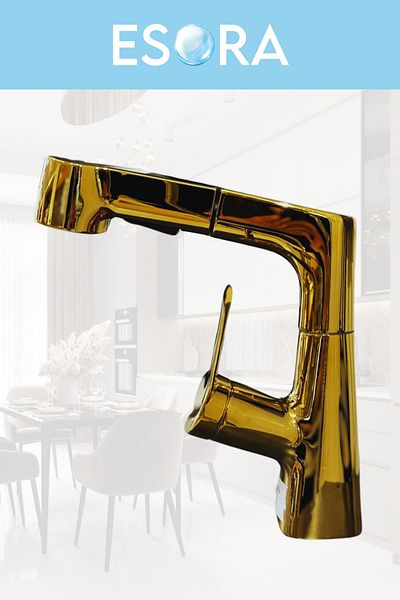 ESORA Modern Gold Piston Kitchen Sink Faucet