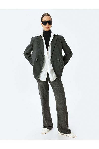 Koton Standard Waist Textured Wide Leg Trousers