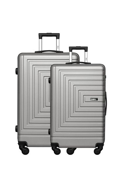 Mnuk Pilgrimage Set of 2 Luggage | Hardside Trolley | 24/28" | Silver