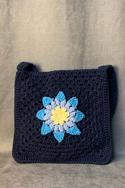 Uretti - Emine 9106 Ручна робота з мотивом троянди, сумка через плече - темно-синя