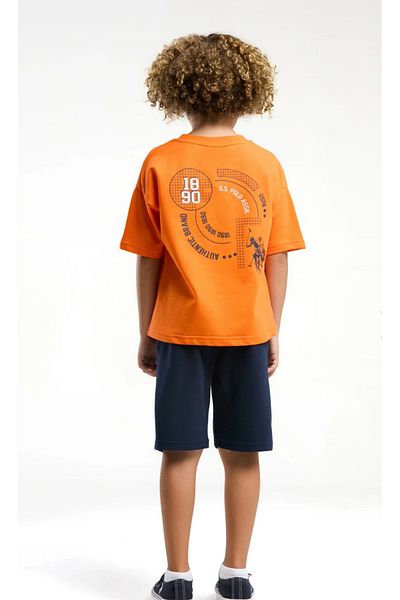 U.S. Polo Assn. Orange Licensed Bermuda Suit for Boy - 100% Algodon, 2025 Spring-Summer Collection