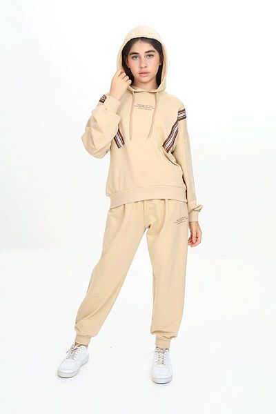 HayKids Σετ φόρμας για κορίτσια με δύο κορδόνια Tiktak Stripe Hooded