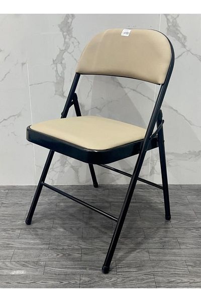 Cady One Folding chair for trips and camping, beige leather fabric