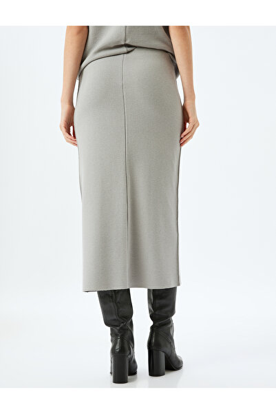 Koton Standard Waist Slim Fit Ribbed Long Pencil Skirt