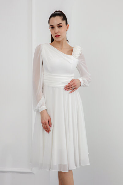 Lafaba Dámské večerní midi šaty s bílými květy