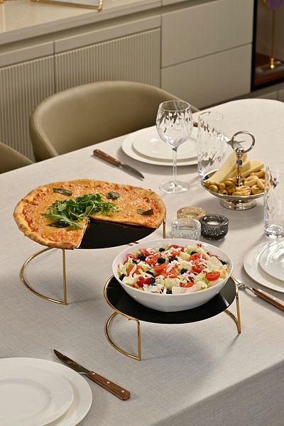 Edora Home Large Size Gold Presentation Holder - Set of 2 Metal Gifts, Treats/Black Plexi/Stainless