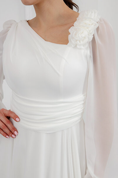 Lafaba Dámské večerní midi šaty s bílými květy