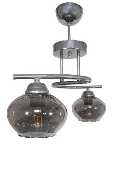 Fer Avize Fuji Modern Decorative Chrome Color 2-Piece Glass Chandelier Living Room - Kitchen - Bedroom