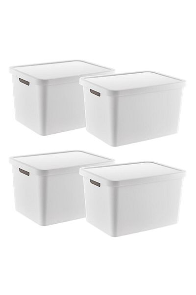 Smartware White Stafi Set of 4 - 18 Lt Capacity, Multi-Purpose Box