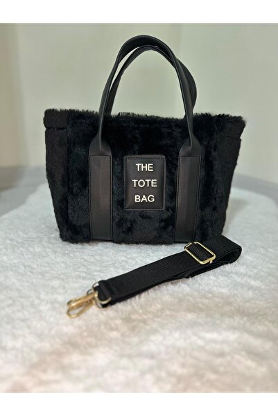 MACMODA Kadın The Tote Bag Yazılı Kürklü Peluş Çapraz Çanta