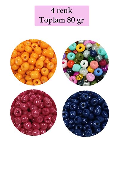 STUMBANNG Bulky Glass Sand Beads Large Size (6/0) 4 mm - 4 Colors - Total 80 Grams - Bnc413