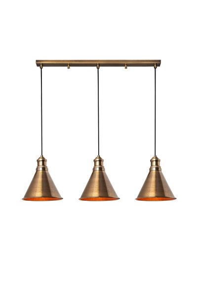 Rsylight Retro Metal Eskitme Kaplama Masa Üstü 3 lü Dekoratif Rustik Avize