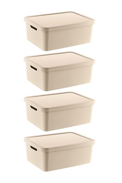 Smartware Latte 12 Lt - Set of 4 Stafi Multi-Purpose Box with Lid