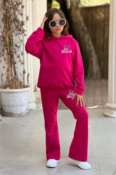 PURE EFFECT Winter Thick Soft Girl's Tracksuit Set - Printed, 3 Thread