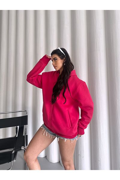 Mine'nspolo Φούξια φούτερ με κουκούλα Unisex εποχιακή υπερμεγέθη φούτερ