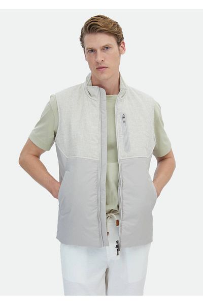 Ramsey Beige Pufferweste aus 100 % Leinengewebe