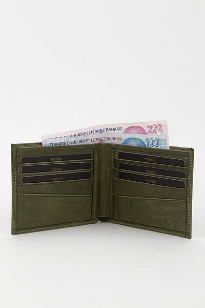 Fossil Boxed Genuine Leather Horizontal Gray Crazy Men's Hand Portfolio Wallet with Extra Card Holder