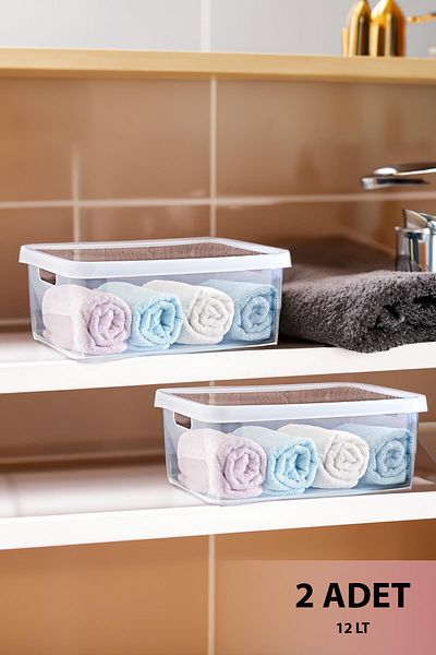 Smartware Stafi Box with Transparent Lid - Set of 2, 12 Lt, Multi-Purpose