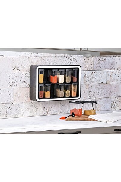 EVSUN HOME Jasper Renetto 12-Piece Spice Rack Set with Stand and Self-Adhesive Spoon and Lid