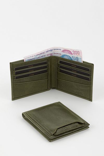 Fossil Boxed Genuine Leather Horizontal Gray Crazy Men's Hand Portfolio Wallet with Extra Card Holder