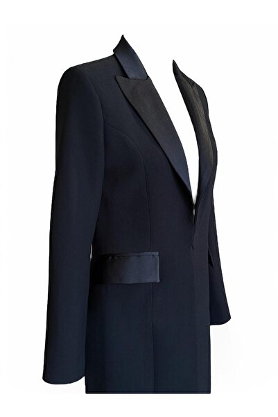 MODA Maxi Blazer/Saten yaka