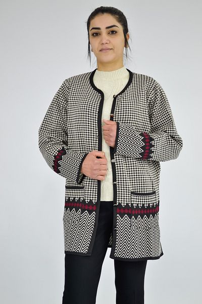 Tuğra Crew Neck Goose Feet Patterned Jacket