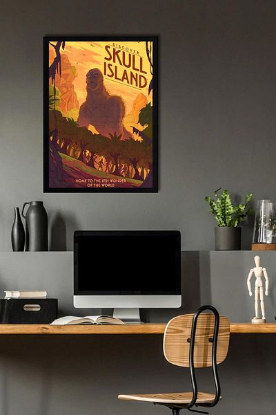 Saturn Επιτραπέζιο ζωγραφικής με κορνίζα Kong Skull Island - Ζωγραφική αφίσας ταινίας Skull Island
