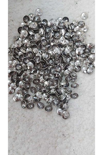 BİGÜMEX Gray Silver Metallized Stone Detailed Evening Dress Button - 1 Cm, 18 Length, 11mm, 20 Pcs