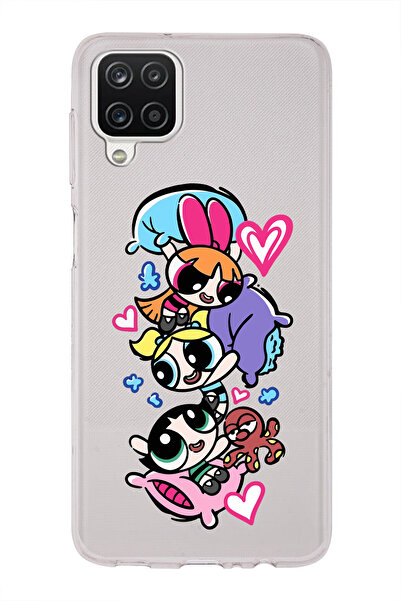 moonset Samsung Galaxy A12/M12 Uyumlu Powerpuff Girls Tasarımlı Baskılı Şeffa...