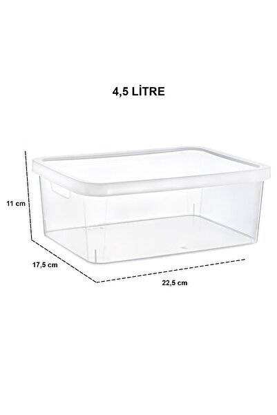 Smartware 4'lü Set Stafi Çok Amaçlı Kapaklı Kutu Şeffaf 4,5 Lt