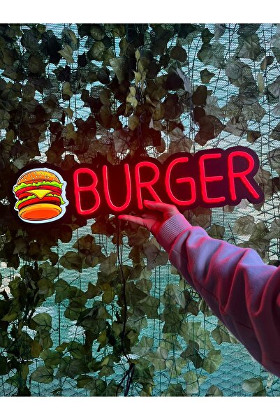 Neonite "BURGER" Işıklı ve UV Baskılı Neonled ve Leon Dekoratif Duvar Yazısı ...