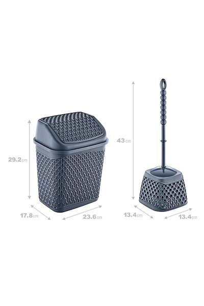 Smartware Κάδος απορριμμάτων Anthracite Katre και βούρτσα τουαλέτας
