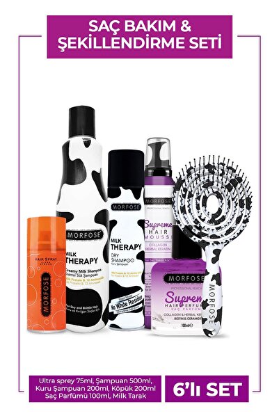 Morfose Kolay Şekillendirme Sağlayıcı, Parlaklık Ve Yumuşaklık Verici 6'lı Saç Bakım Ve Şekillendirme Seti
