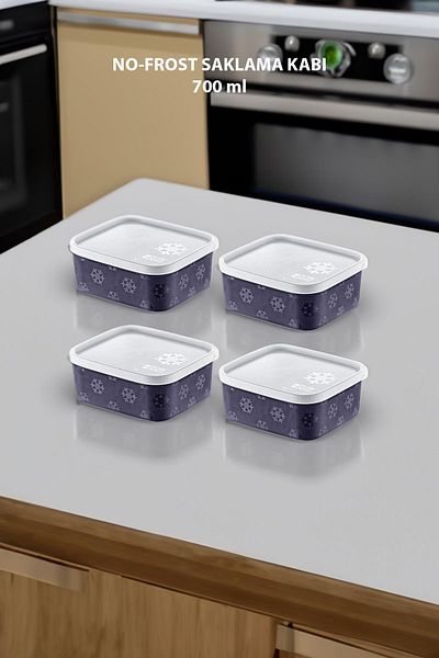 Smartware Navy Blue 700 ml - Set of 4 No Frost Storage Container