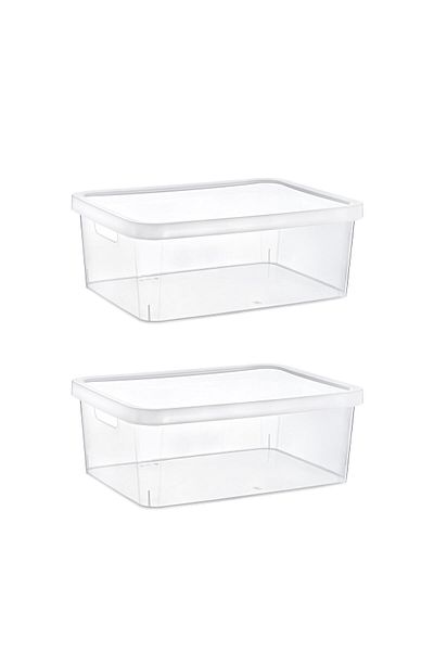 Smartware Stafi Box with Transparent Lid - Set of 2, 12 Lt, Multi-Purpose