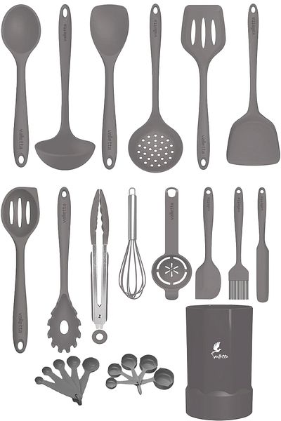 valletta 25-Piece Gray Silicone Spatula Set - Heat-Resistant, Fireproof and Non-Stick