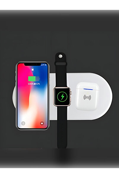 Teknotopia Air Power Kablosuz Şarj Standı 3in1 Telefon, Bluetooth Kulaklık, A...
